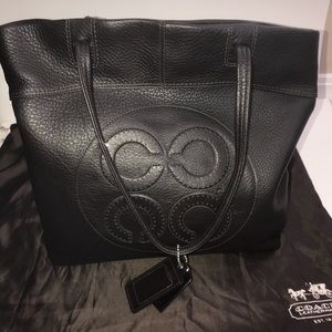 Brown leather Coach tote